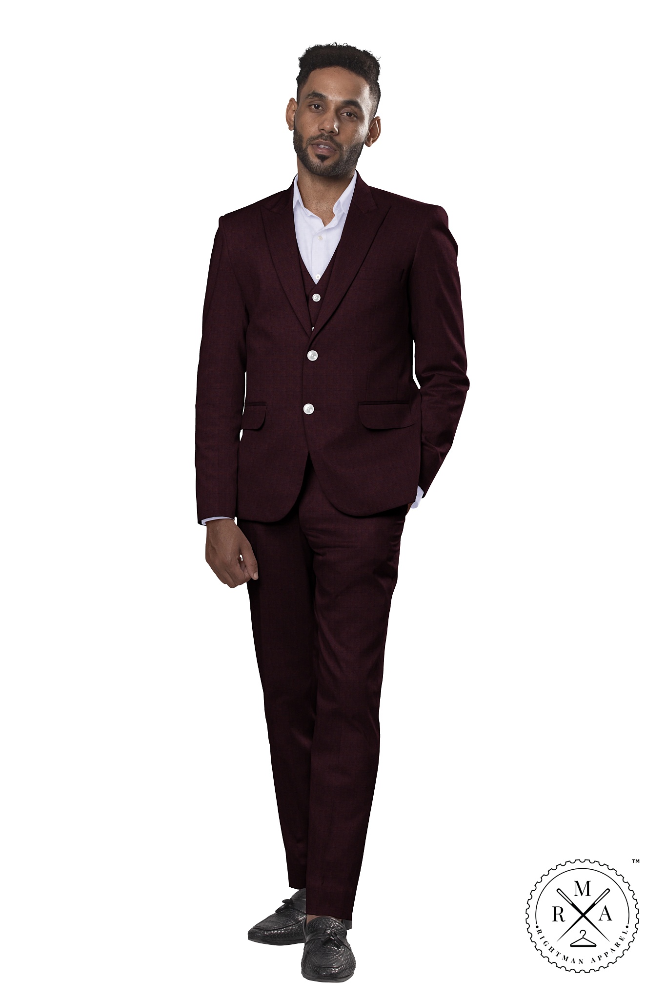 Matt TR Wine Three Piece Suit SU54